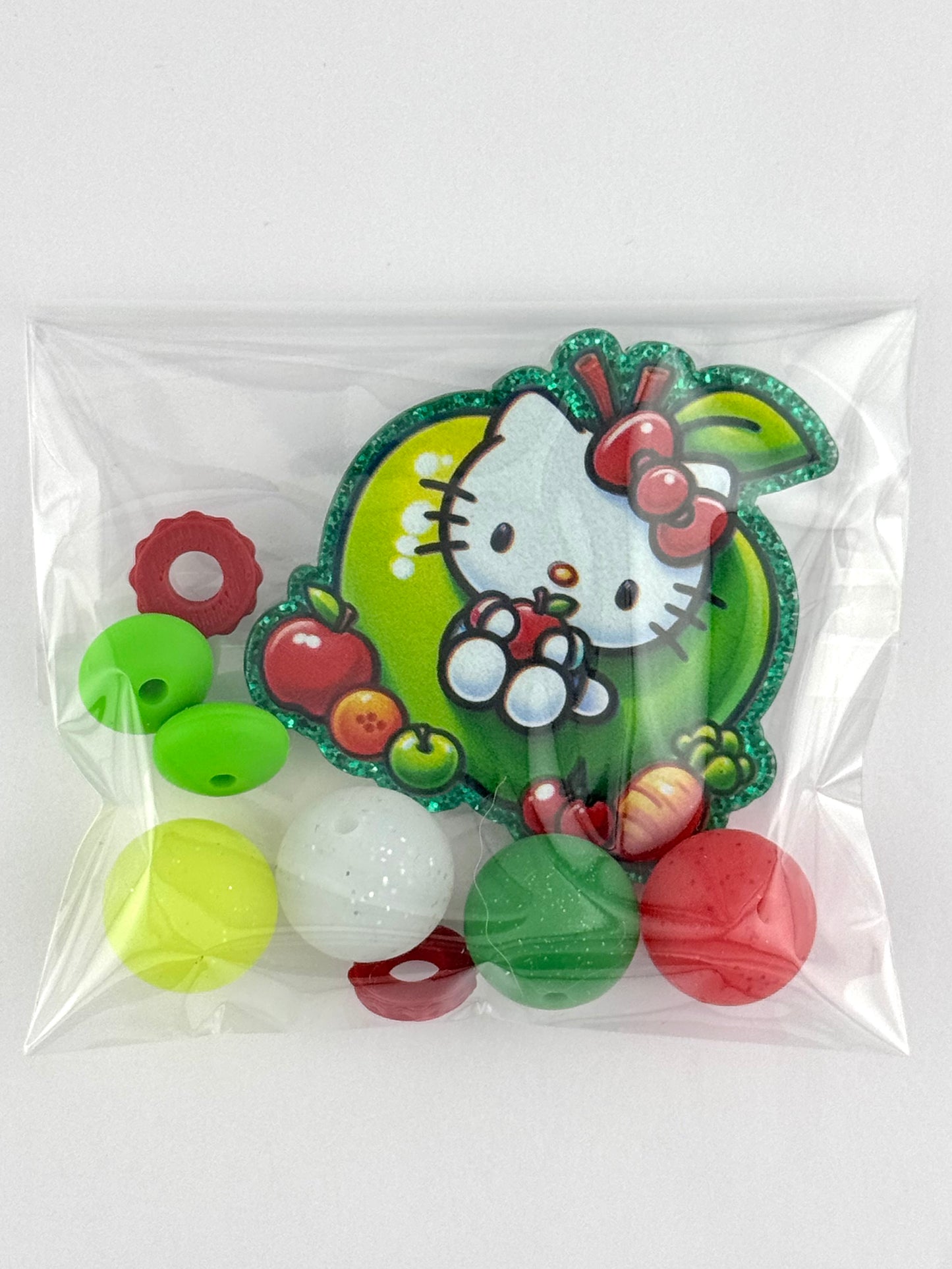 Flatback Bead Bag - Apple Kitty