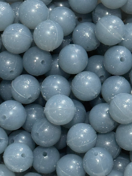 Liquid Glitter ~ Blue Gray 15mm