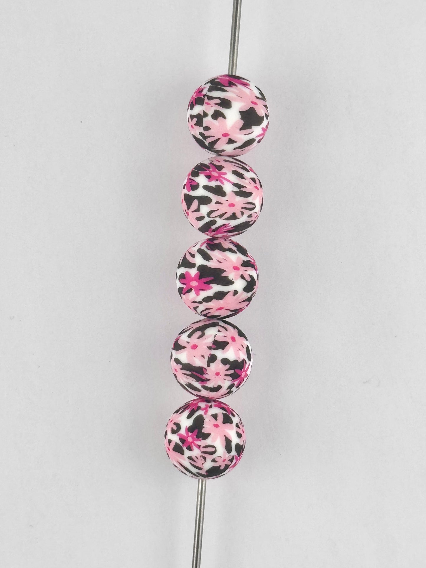 Mini Print 5pc Bead Bag - Pink Daisy Cow (Custom)