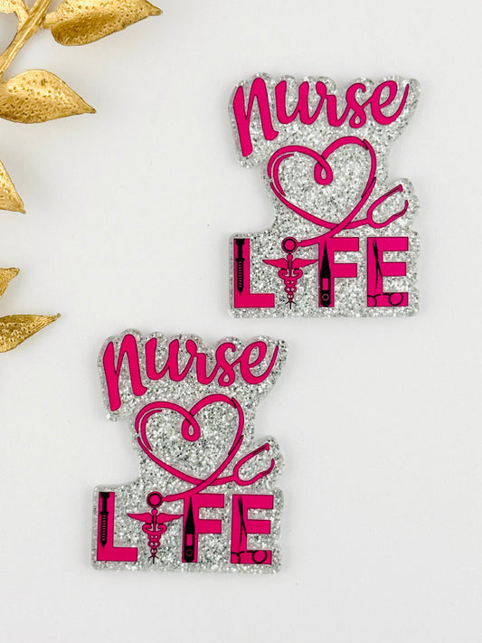 Glitter Acrylic Flatback ~ 1086N ~ Nurse Life