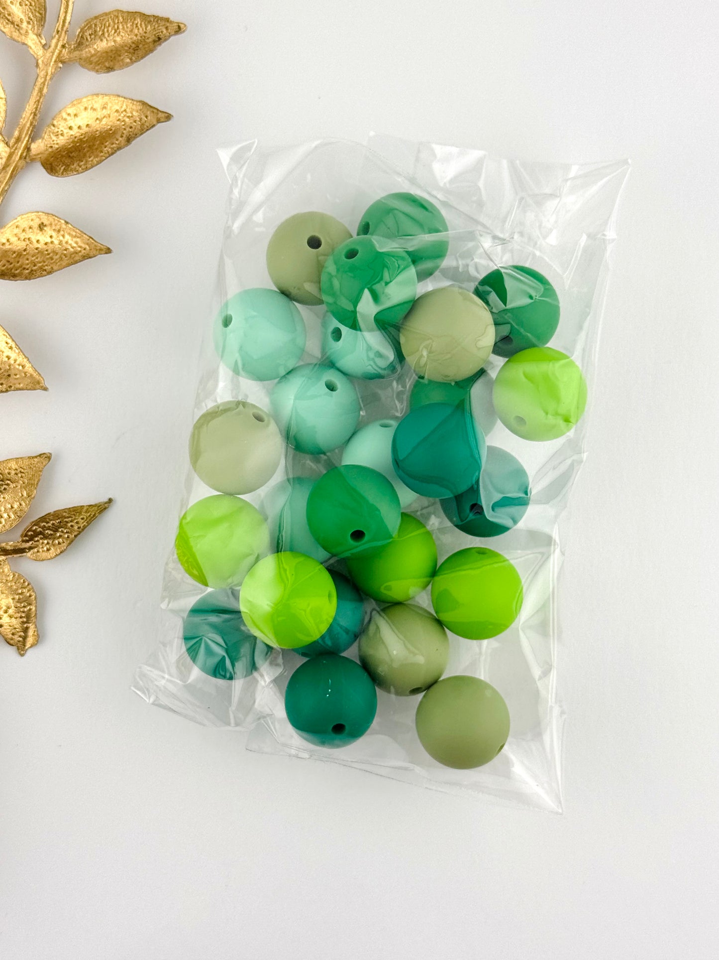 Clearance Pack 15mm Solids (25ct) ~ Greens