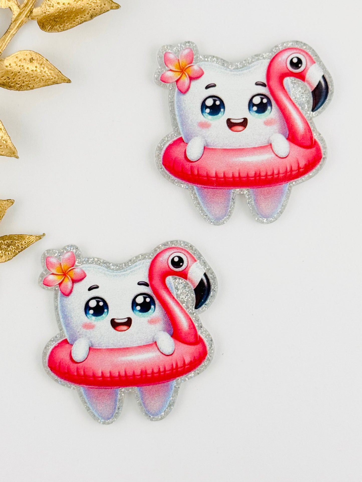 Glitter Acrylic Flatback ~ 1068N ~ Floating Tooth