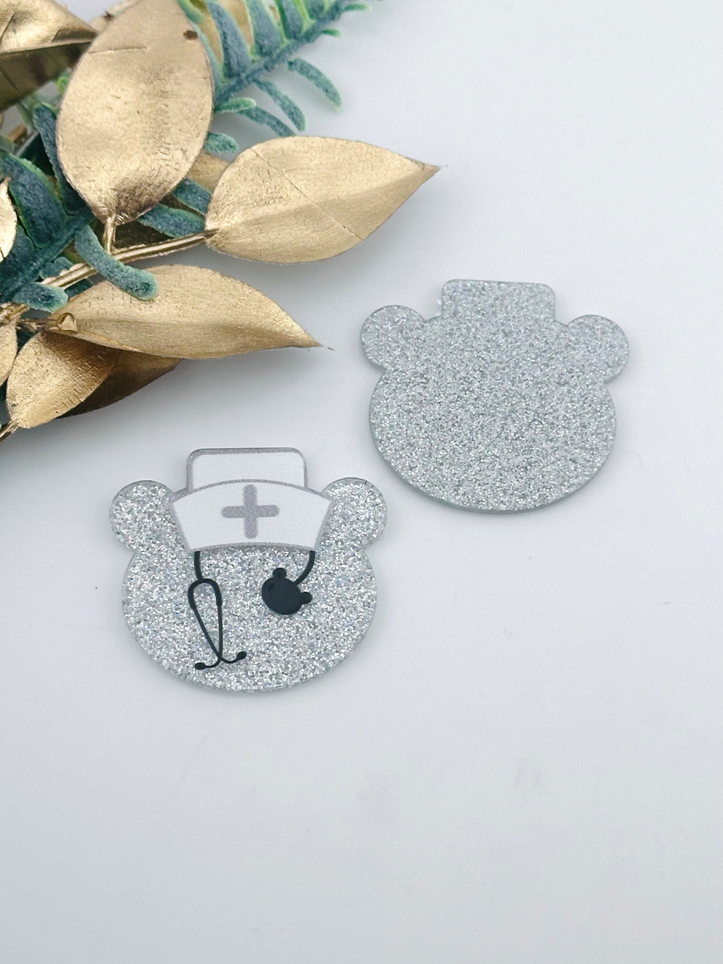 Glitter Acrylic Flatback ~ Bear Nurse