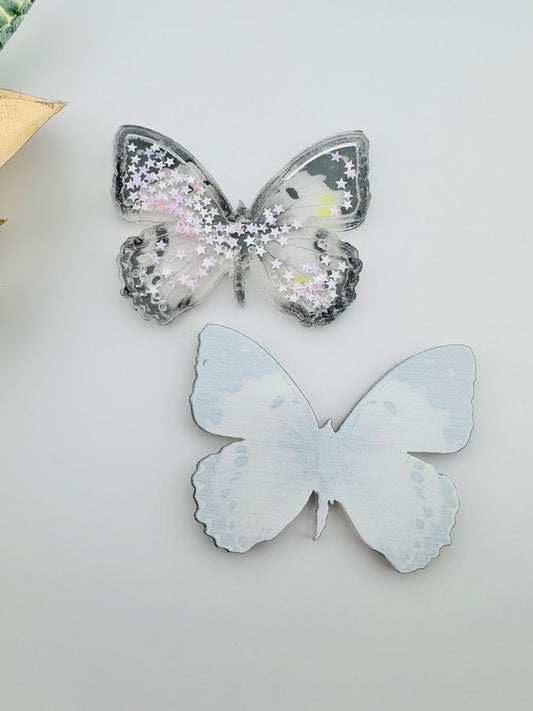 Glitter Acrylic Shaker ~ Black Butterfly