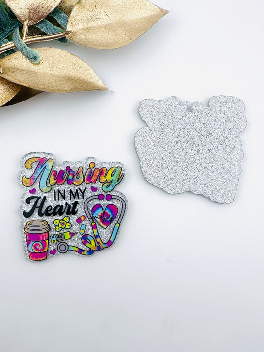 Glitter Acrylic Keychain Charm ~ Nursing in my Heart