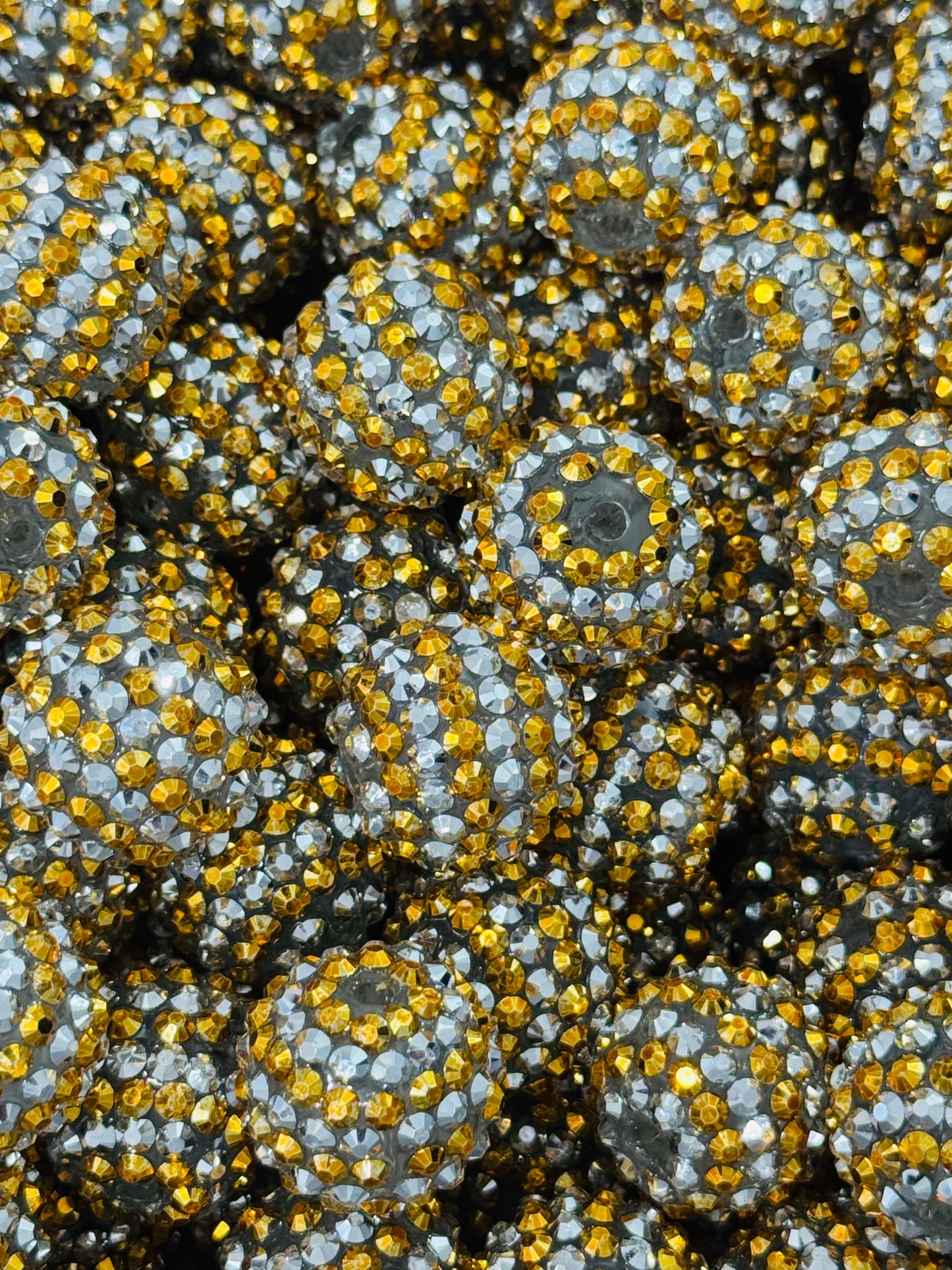 Rhinestone 20mm Acrylic ~ Gold Silver Stripe