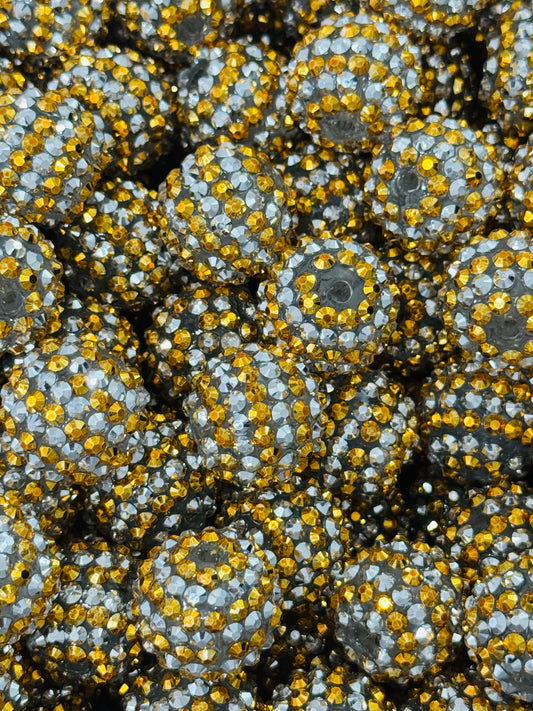 Rhinestone 20mm Acrylic ~ Gold Silver Stripe