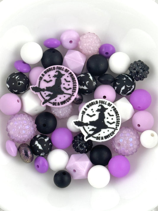 Silicone & Acrylic Bead Mix (48pc) ~ Be A Witch