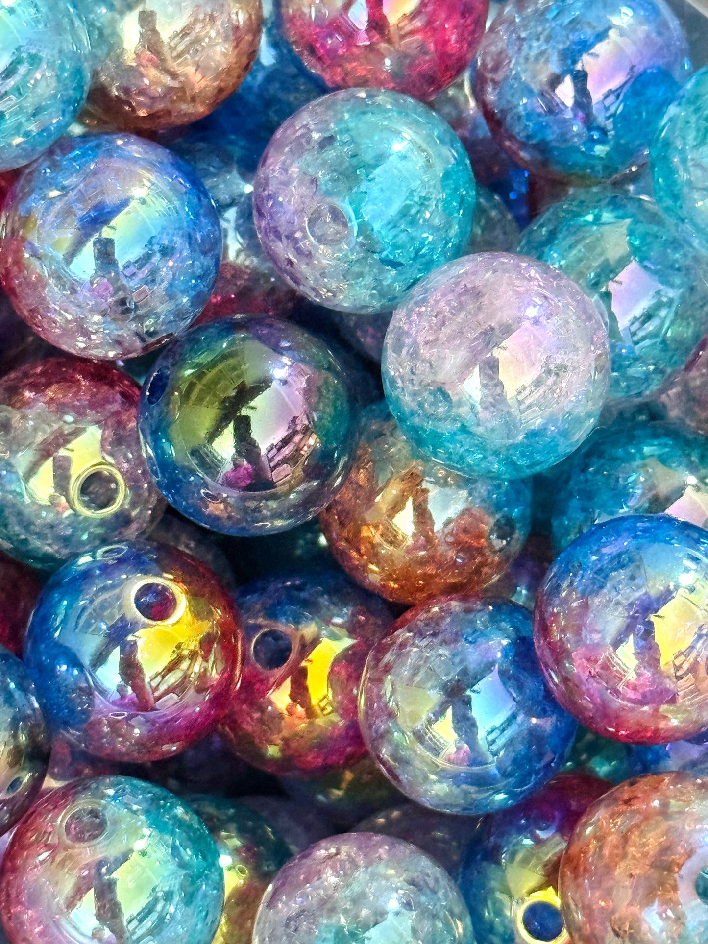 Acrylic 16mm Bead Bag - Ombre Crackle 10ct Mix