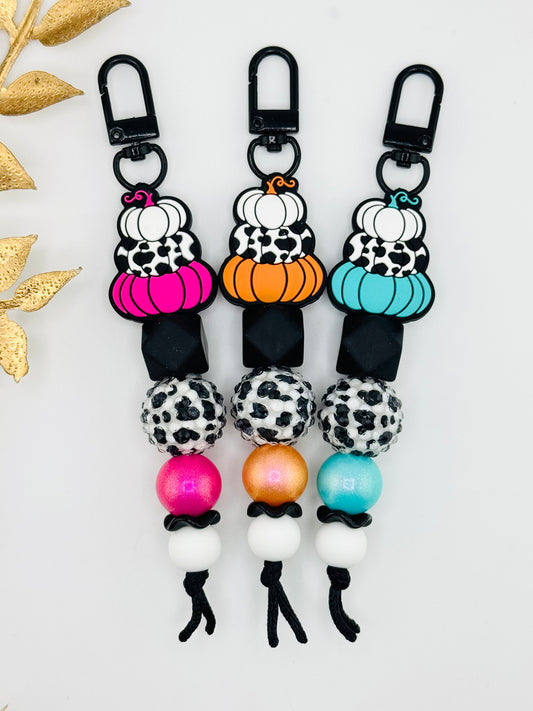 (Wholesale) Corded Keychain ~ Mooey Pumpkin 3pc Set