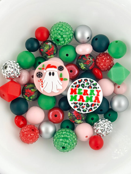 Silicone & Acrylic Bead Mix (48pc) ~ Merry Ghost Mama