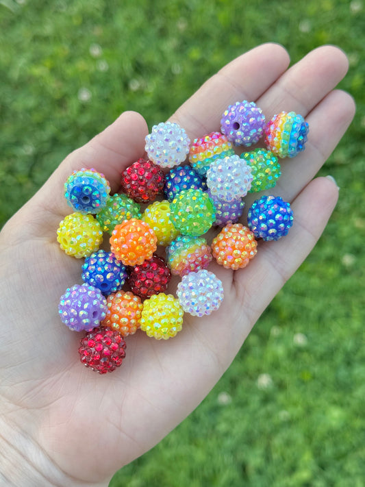 Rhinestone Acrylic Mix ~ Primary 16mm (25ct)