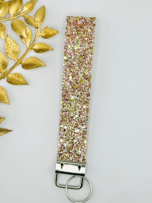 Faux Leather Key Fob - Golden Confetti Crush