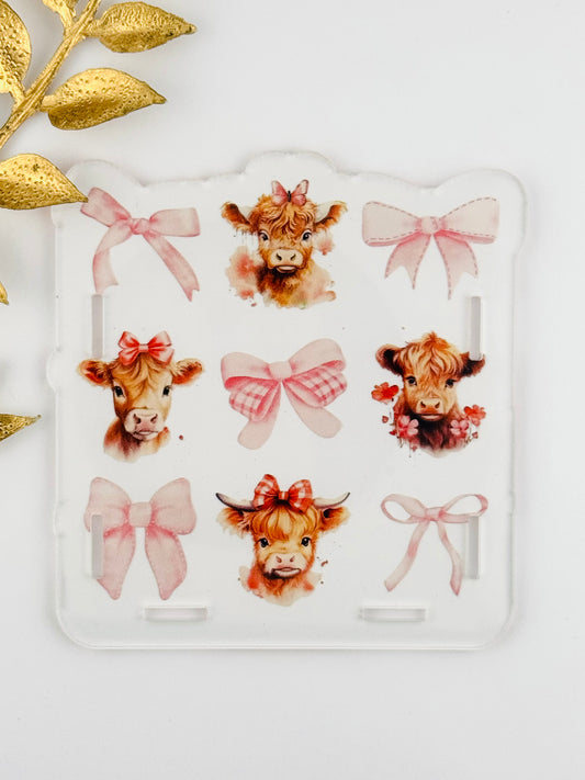 Acrylic Storage Box ~ Highland Cow Bows