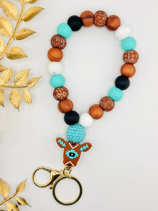 (Wholesale) Teardrop Wristlet - Rust Aztec