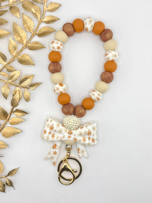 (Wholesale) Teardrop Wristlet - Native Neutral Daisies