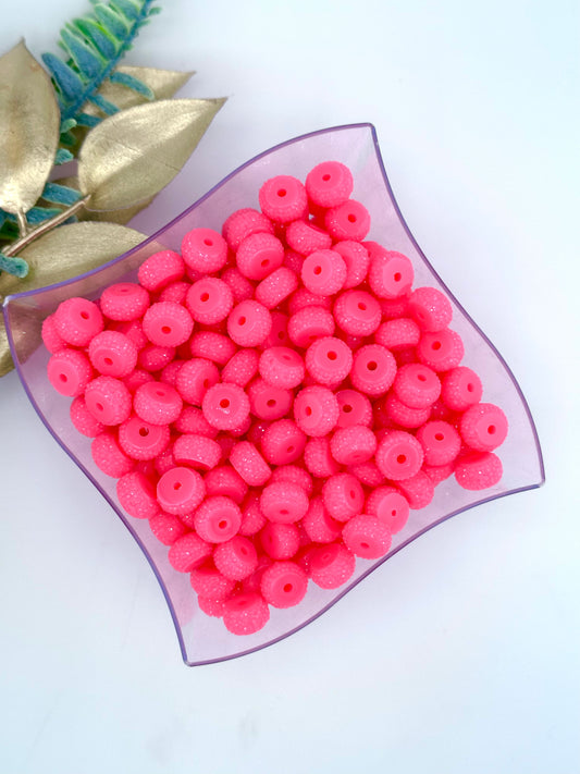 Resin Rhinestone Spacer 12mm ~ Bright Pink