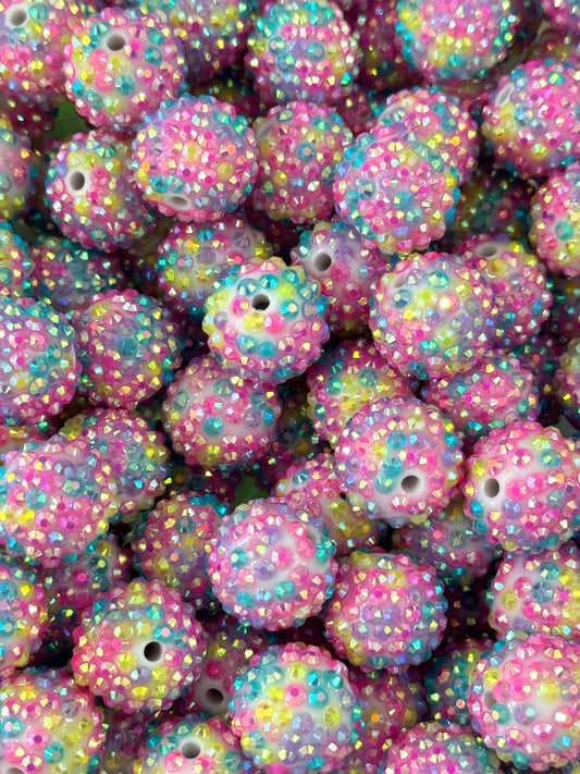 Rhinestone 20mm Acrylic ~ Pink Confetti Splash