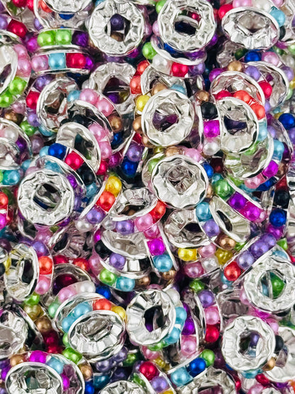 Pearl Gem 12mm Spacers ~ Large Hole (10ct)