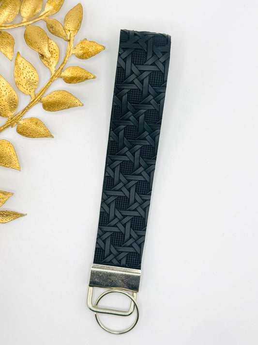 Faux Leather Key Fob - Midnight Weave