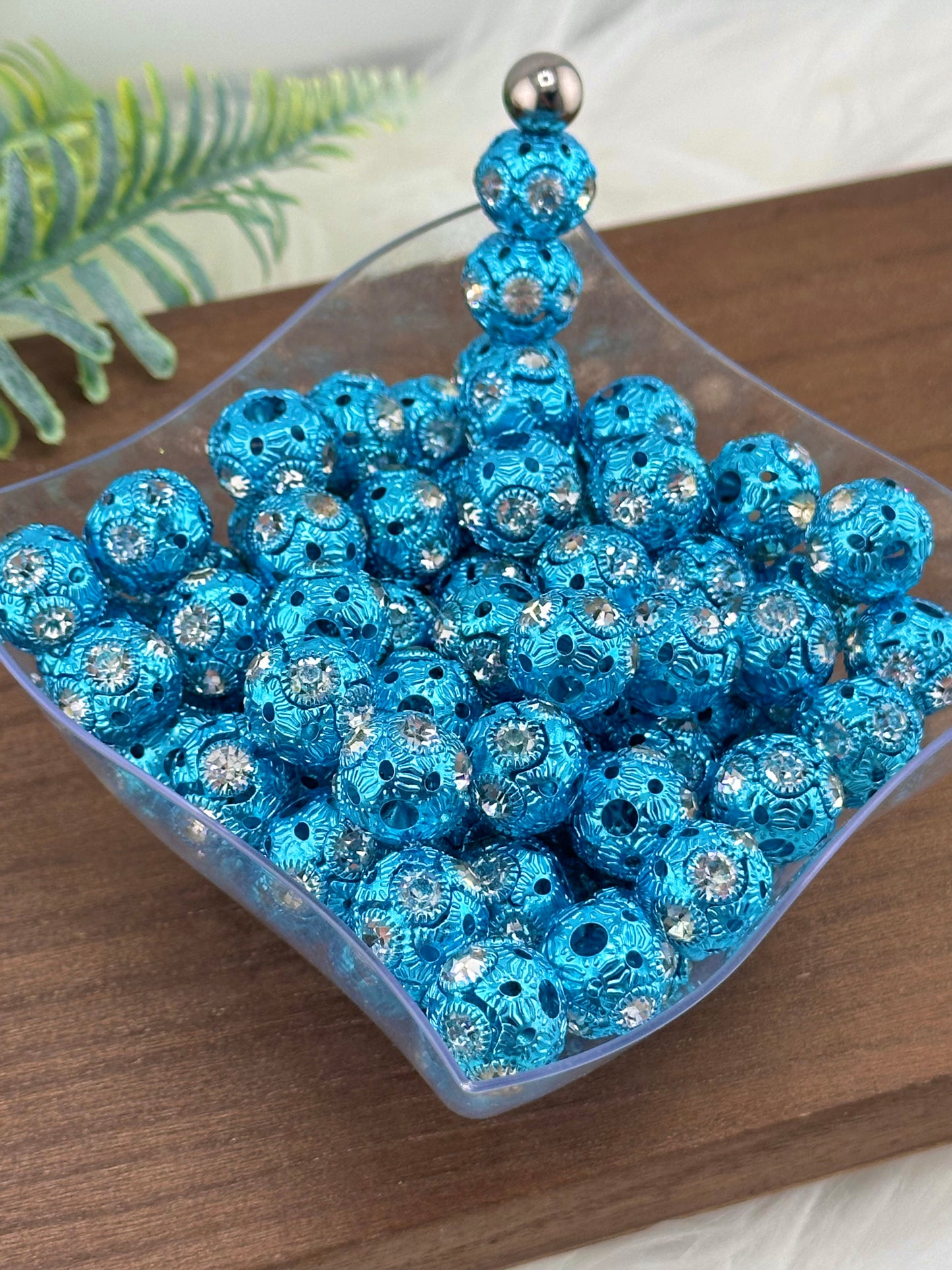 Sky Blue Rhinestone 16mm Metal