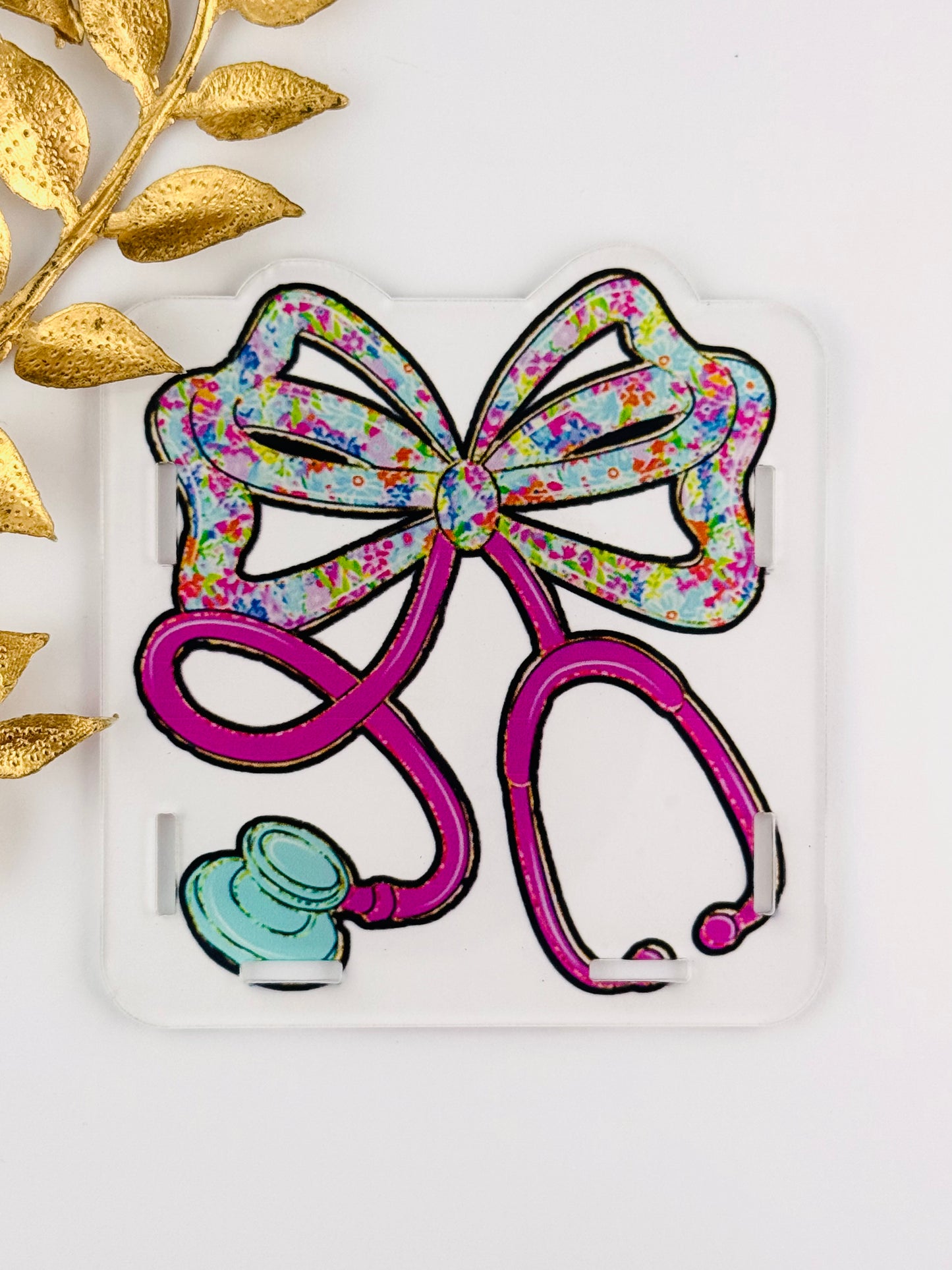 Acrylic Storage Box ~ Floral Stethoscope