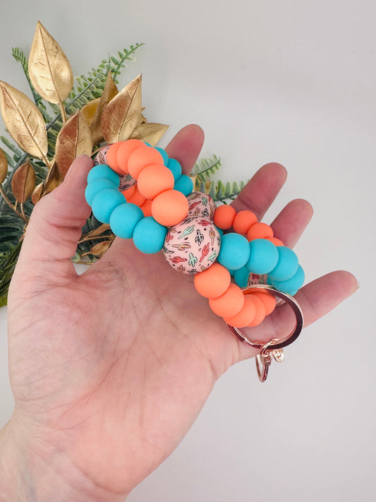 (Pre-Made) Western Boho Cactus Double Strand Wristlet