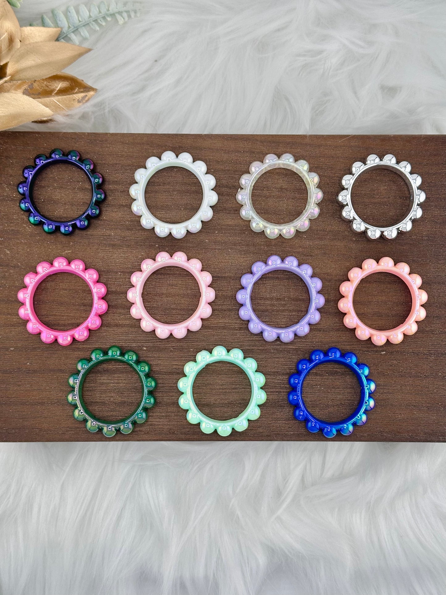 Beveled Round Acrylic Opal Rings