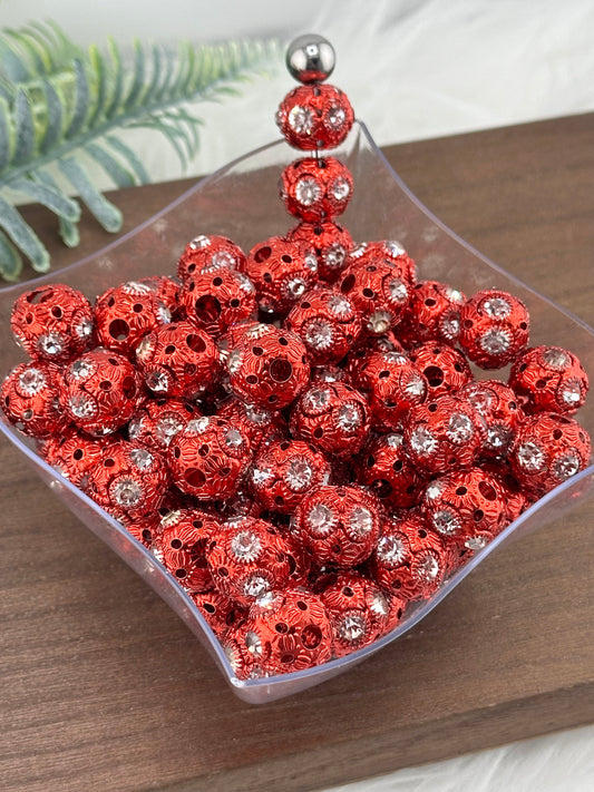 Red Rhinestone 16mm Metal