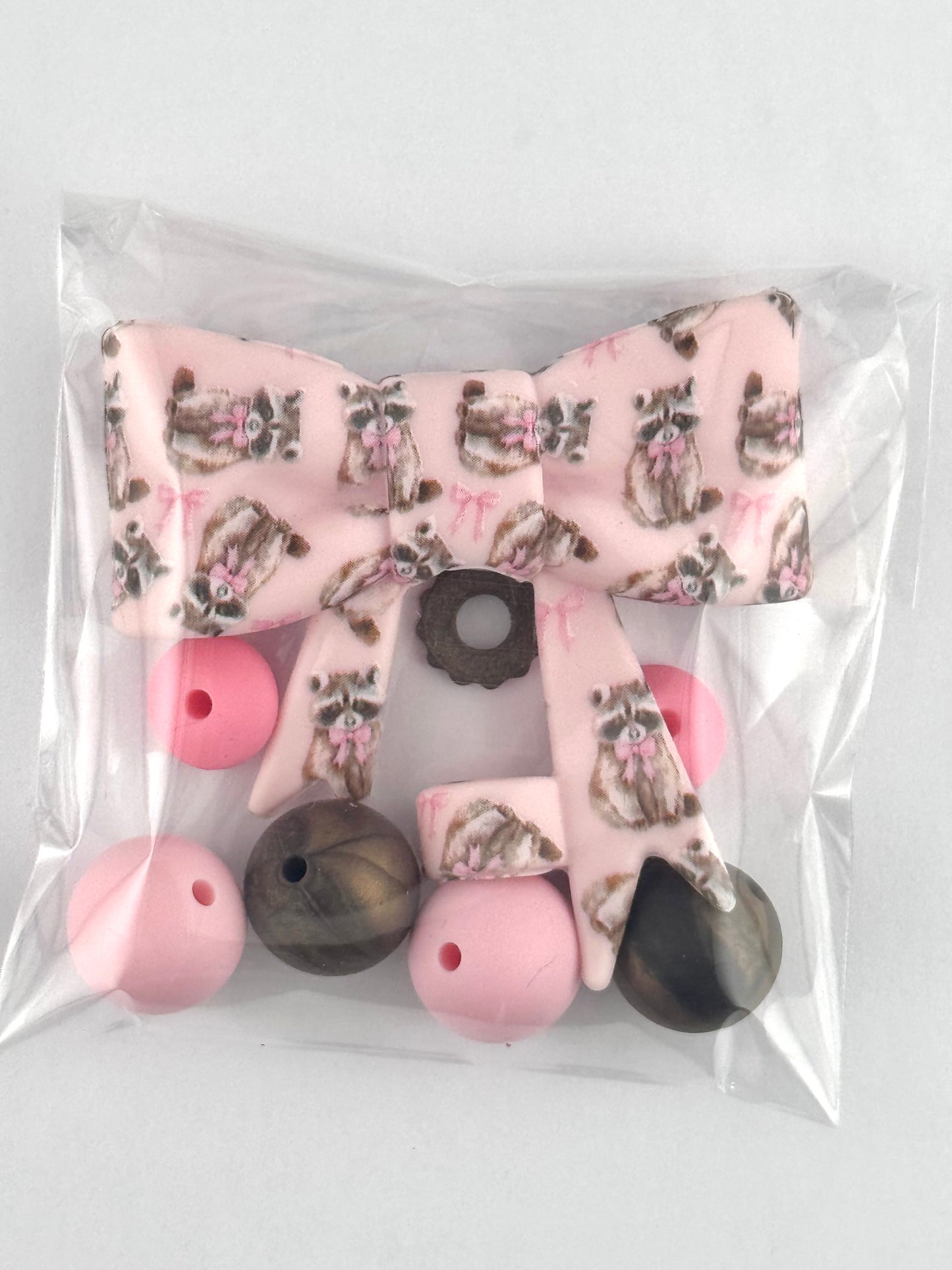 Bead Bag - Girly Raccoon Bow