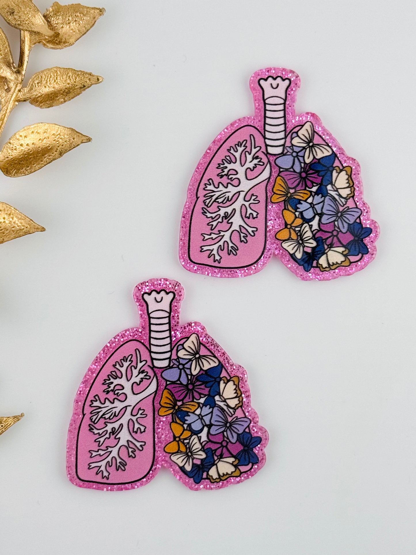 Glitter Acrylic Flatback ~ 1079N ~ Butterfly Lungs