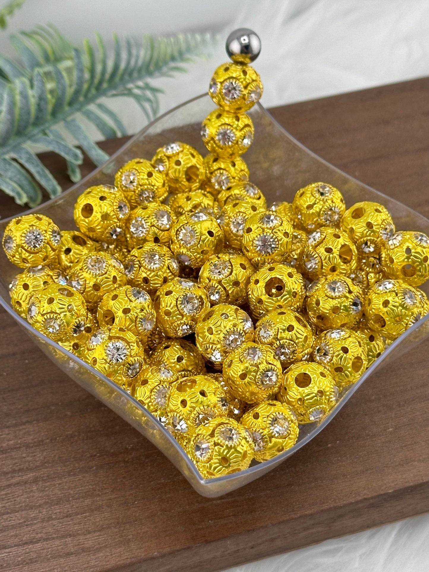 Yellow Rhinestone 16mm Metal