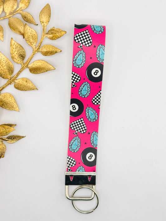 Faux Leather Key Fob - Hot Pink Lucky Charm