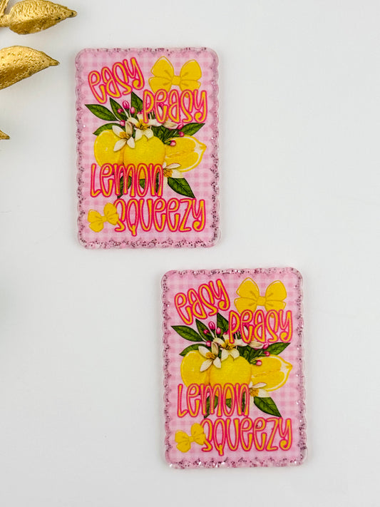 Glitter Acrylic Flatback ~ 242 ~ Easy Peasy Lemon Squeezy