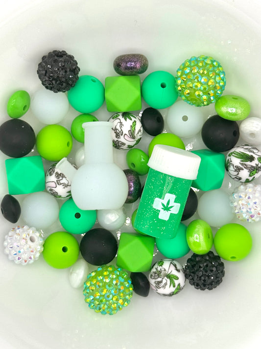 Silicone & Acrylic Bead Mix (48pc) ~ Puff Puff Pretty