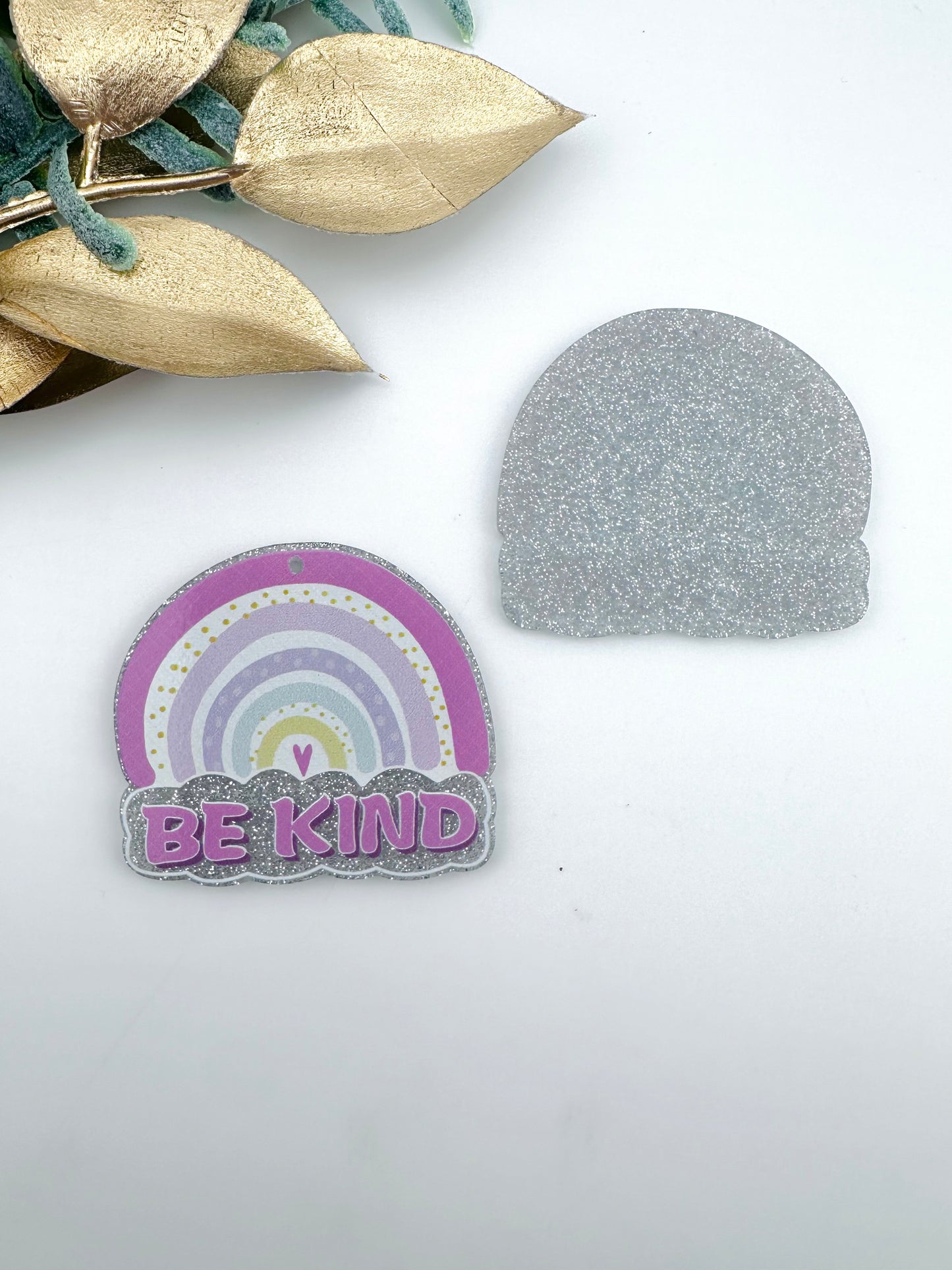 Glitter Acrylic Keychain Charm ~ Be Kind Rainbow