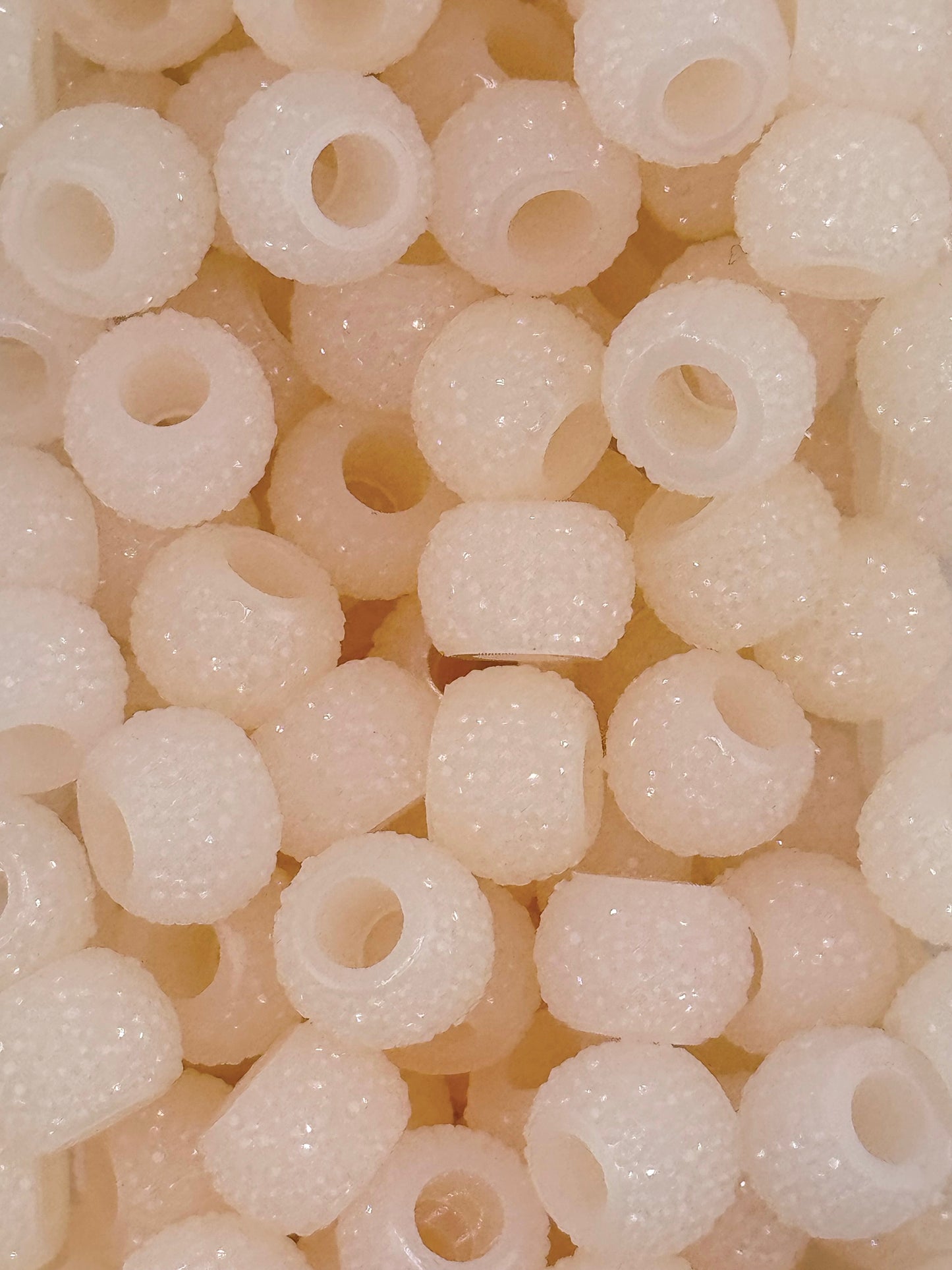 Resin Rhinestone Spacer 12mm ~ Wide Large Hole ~ Lt. Peach (10ct)