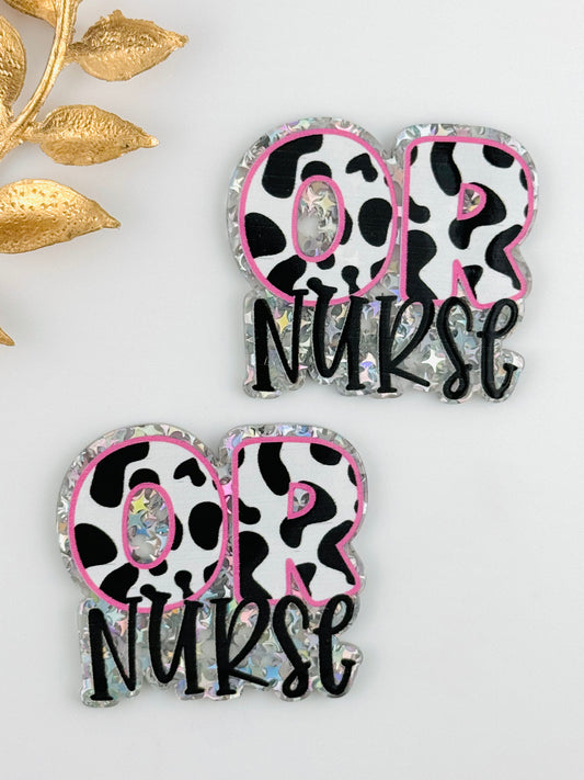 Glitter Acrylic Flatback ~ 1090N ~ OR Nurse Cow