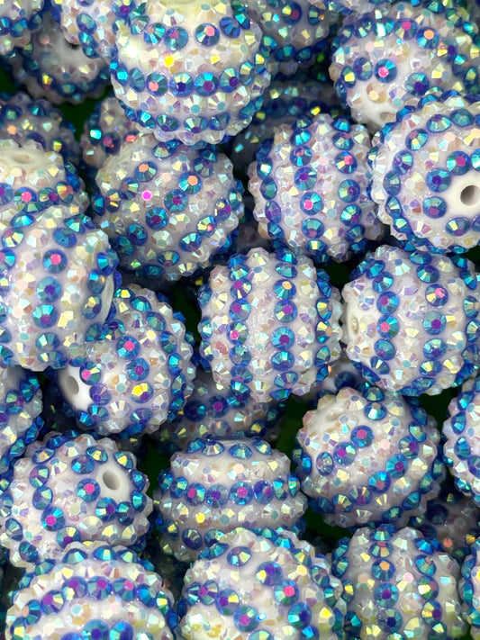 Rhinestone 20mm Acrylic ~ Blue White Stripe