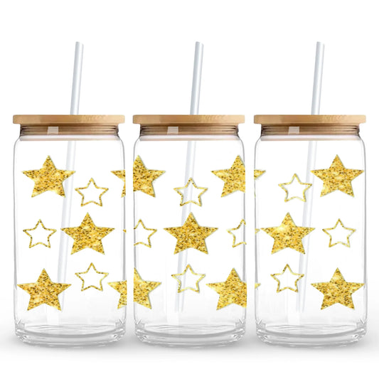 UV DTF Wrap - Gold & White Stars