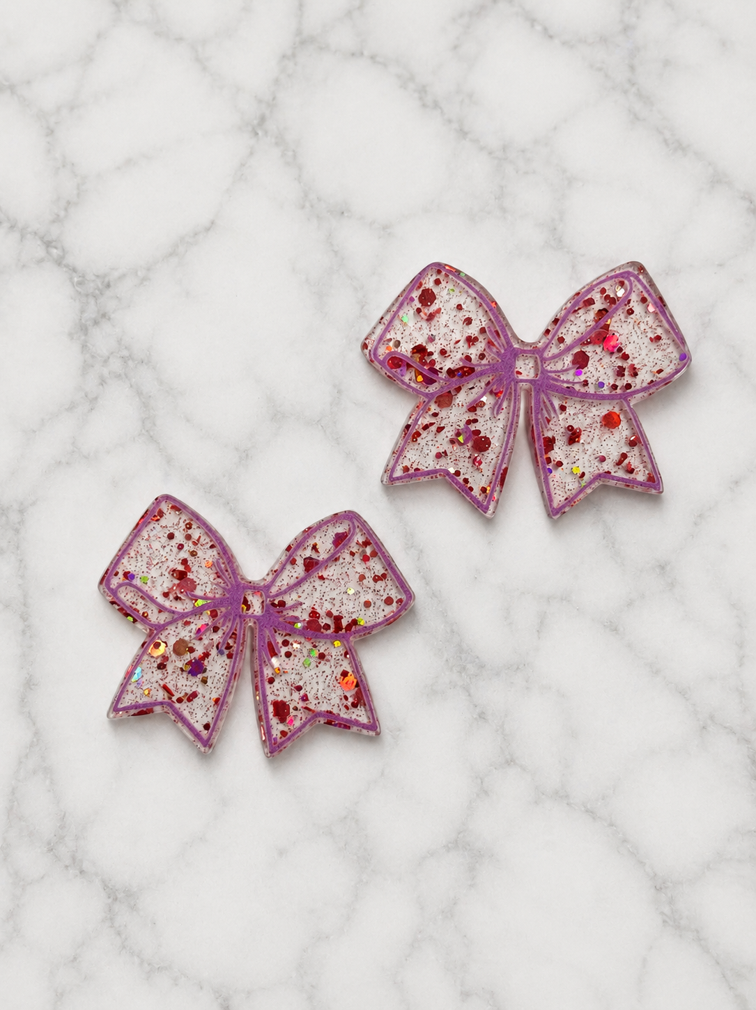 Glitter Acrylic Flatback ~ 213 ~ Pink Outlined Bow