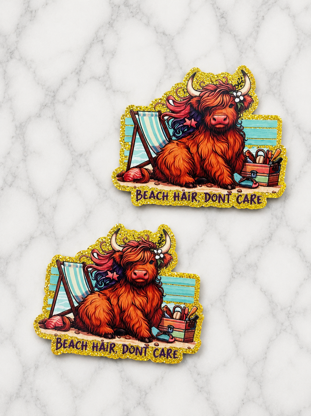 Glitter Acrylic Flatback ~ 193 ~ Beach Hair Don’t Care