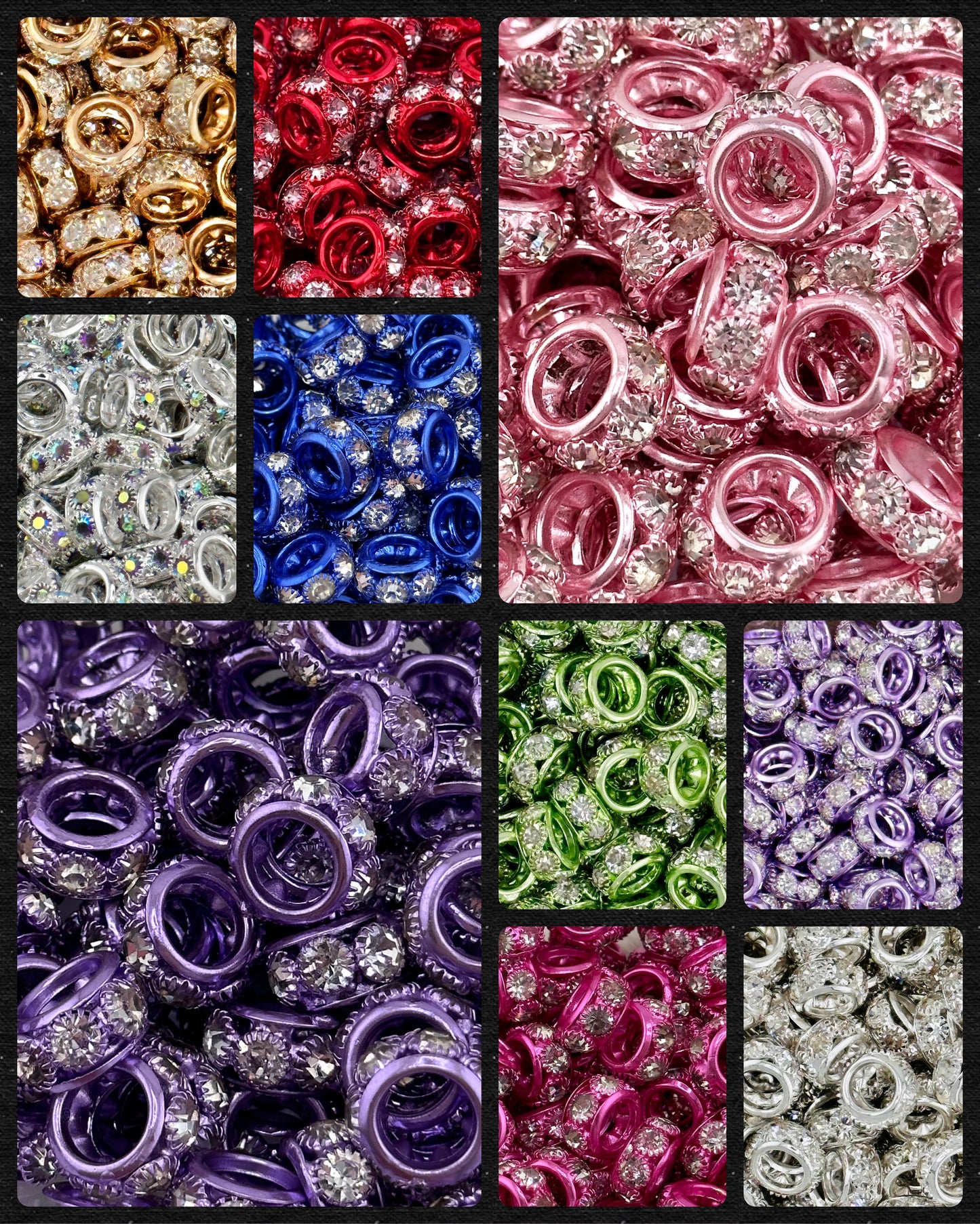 12mm Large Hole Premium Rhinestone Spacer (Each)