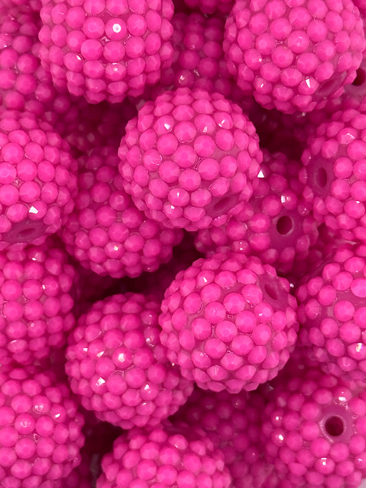 Bright Pink Rhinestone 20mm Acrylic