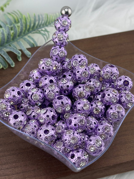 Macaron Purple Rhinestone 16mm Metal