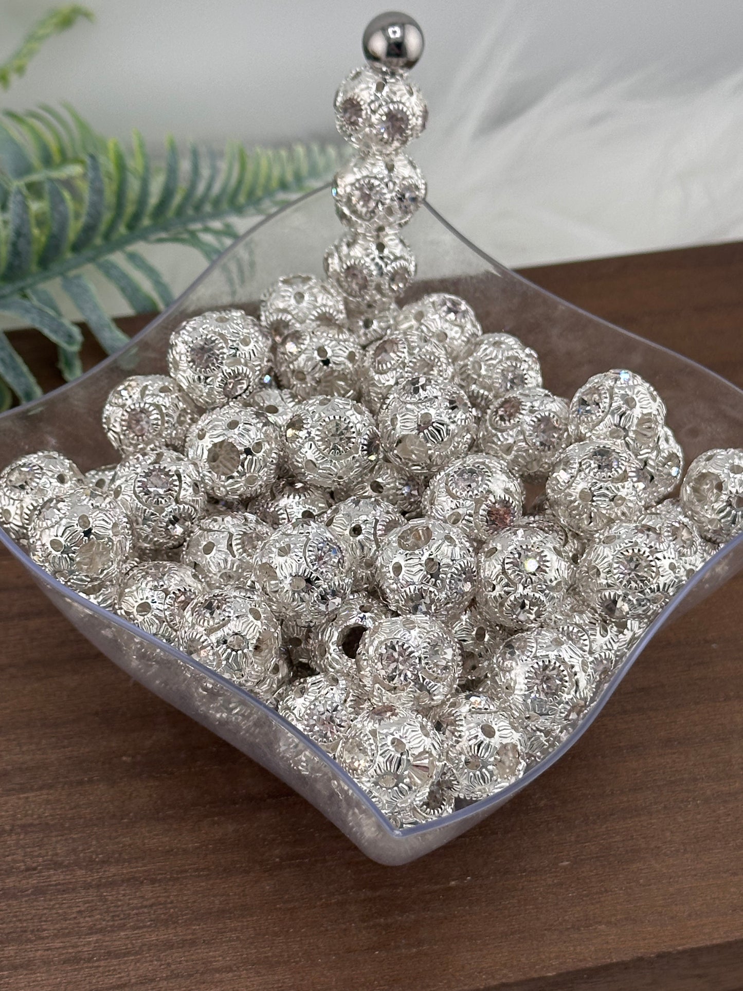 Silver Rhinestone 16mm Metal