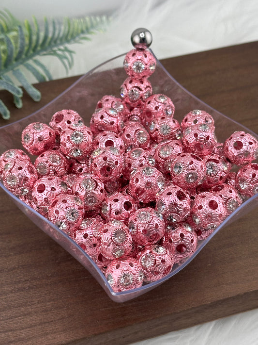 Pink Rhinestone 16mm Metal