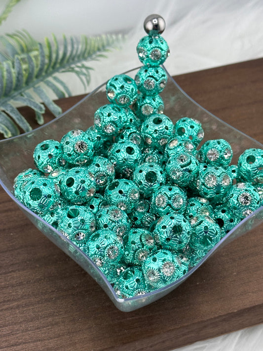 Mint Rhinestone 16mm Metal