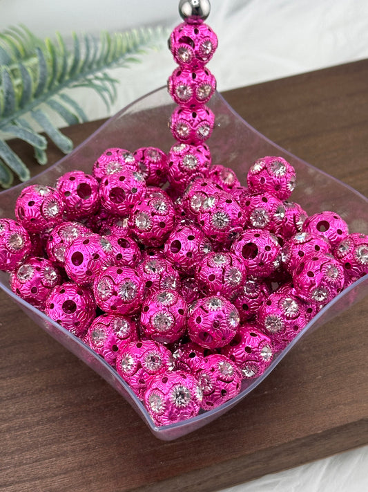 Fuchsia Rhinestone 16mm Metal