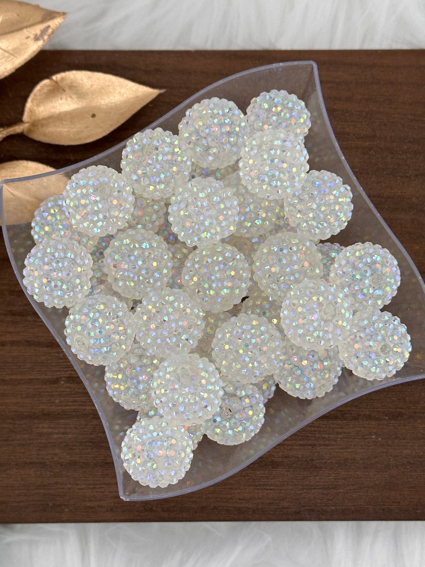 Clear Off White Rhinestone 20mm Acrylic